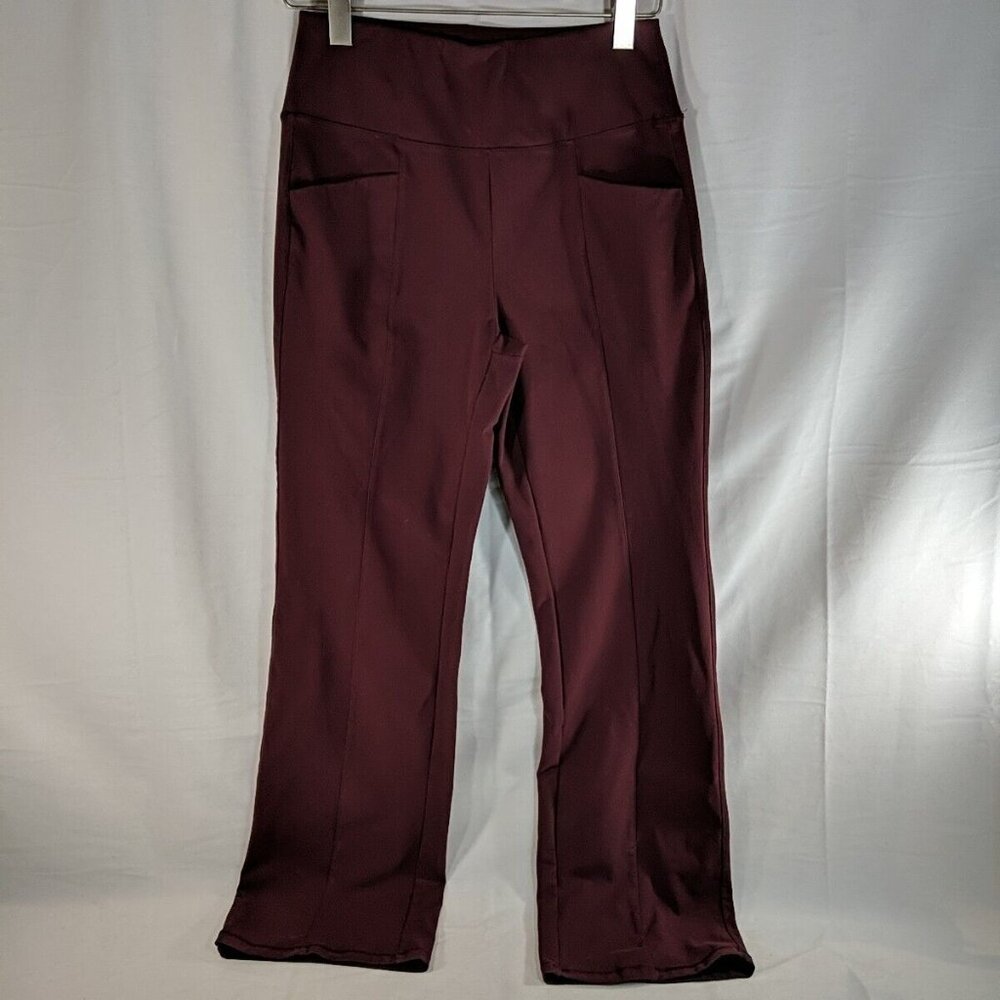 Along Fit Burgundy Red Plum Purple Bootcut Sweat Pants Yoga High Rise Large L